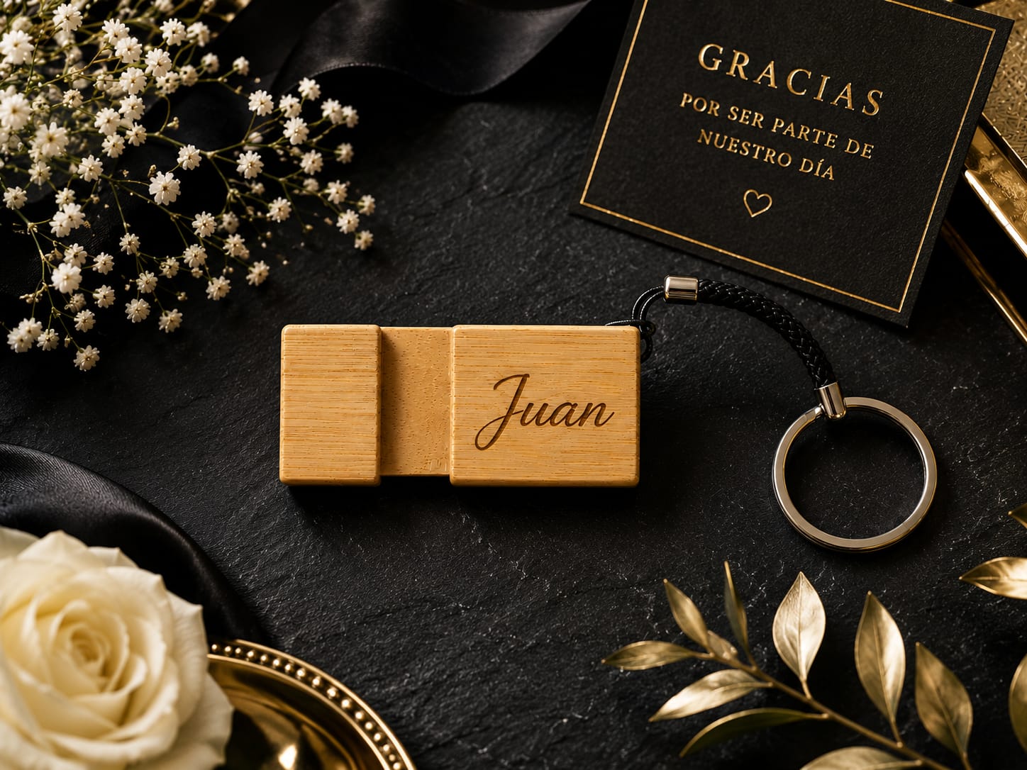 Memoria USB de madera personalizada para boda